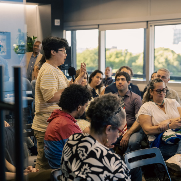 A group of attendees at the June 4 Every Voice, Every Vote 202 Grant Launch event at Lenfest's headquarters in Philadelphia