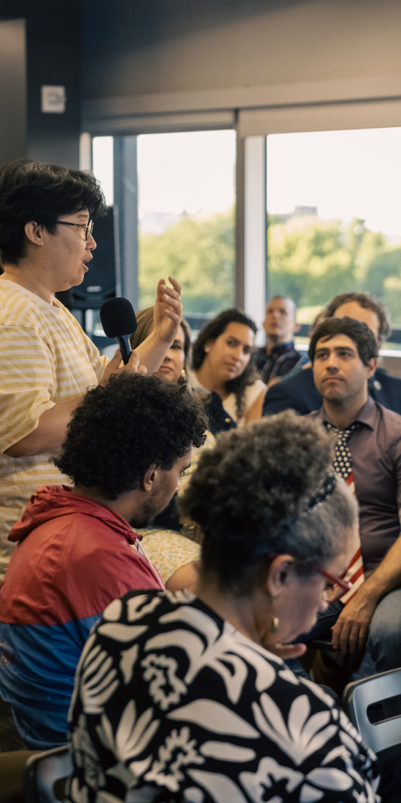 A group of attendees at the June 4 Every Voice, Every Vote 202 Grant Launch event at Lenfest's headquarters in Philadelphia
