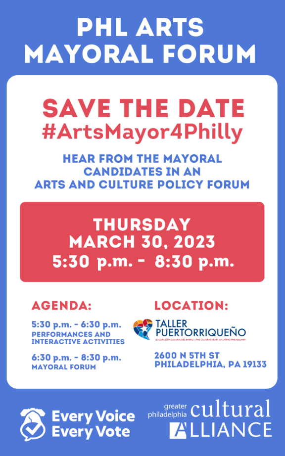 Flyer for PHL Arts Mayoral Forum