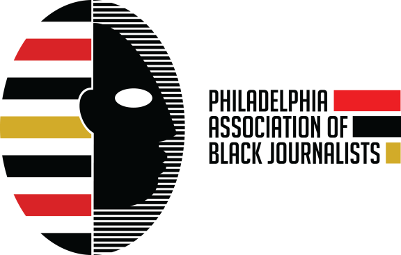 Black, white, yellow, and red lines with text reading: Philadelphia Association of Black Journalists