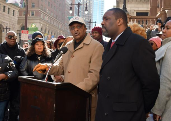 Rev. Robert Collier speaks at protest in front of Union League