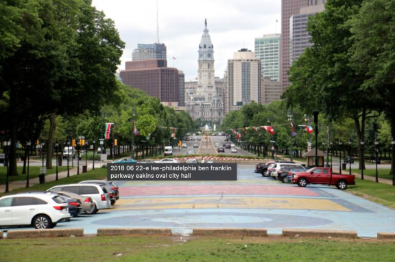 Looking east toward City Hall from Eakins Oval