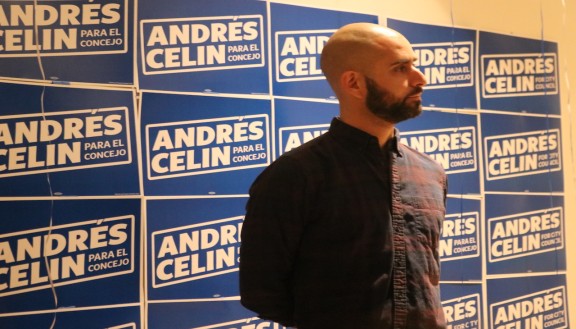 Andrés Celín ceremonially submits petition signatures in Norris Square