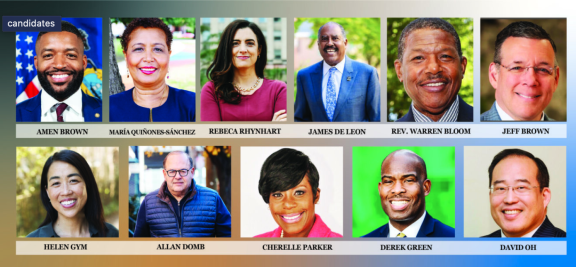 Collage of 11 mayoral candidate headshots