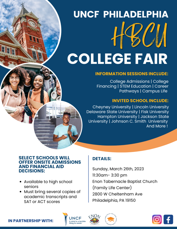 UNCF Philadelphia HBCU College Fair flyer