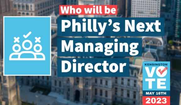 City Hall photo with an overlay of text saying Philly's Next Managing Director