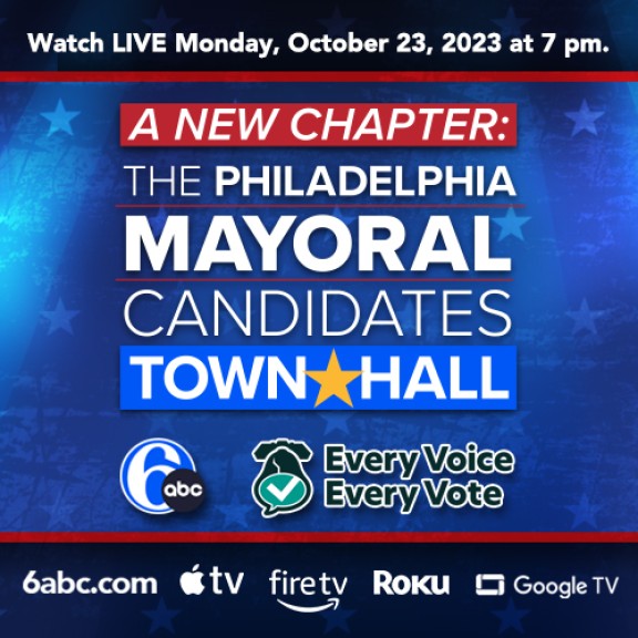 promotional flyer for 6abc's mayoral town hall 