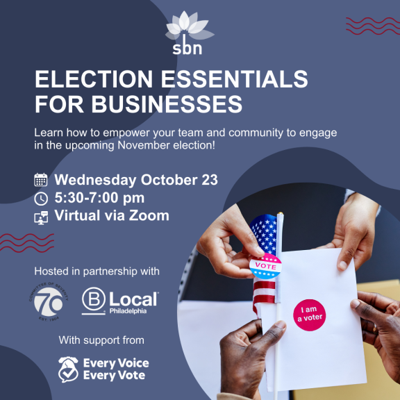 Flyer for Election Essentials for Businesses discussion