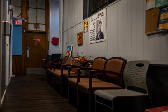 The clinical waiting area where pa can receive harm reduction and recovery services at Prevention Point on Sept. 25, 2024.