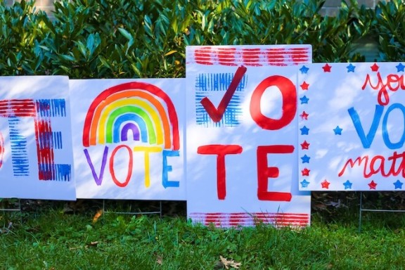 A VOTE sign from Kid Made Modern.