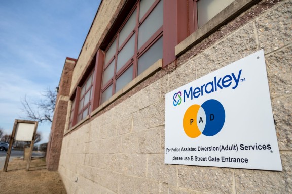 The Police-Assisted Diversion (PAD) office entrance near East Lehigh Avenue and Kensington Avenue on Jan. 30, 2025