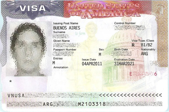 Partially blurred image of a Visa identification card