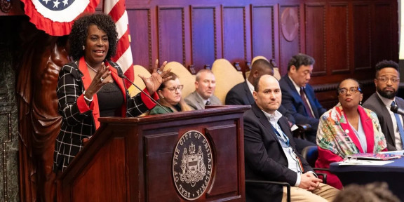 Mayor Cherelle Parker speaks during City press conference about housing on September 23, 2026