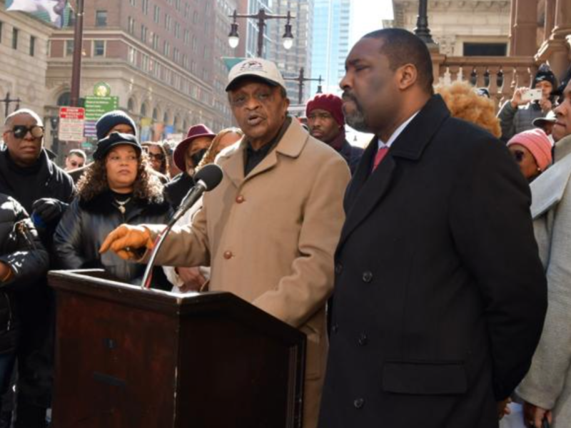 Rev. Robert Collier speaks at protest in front of Union League