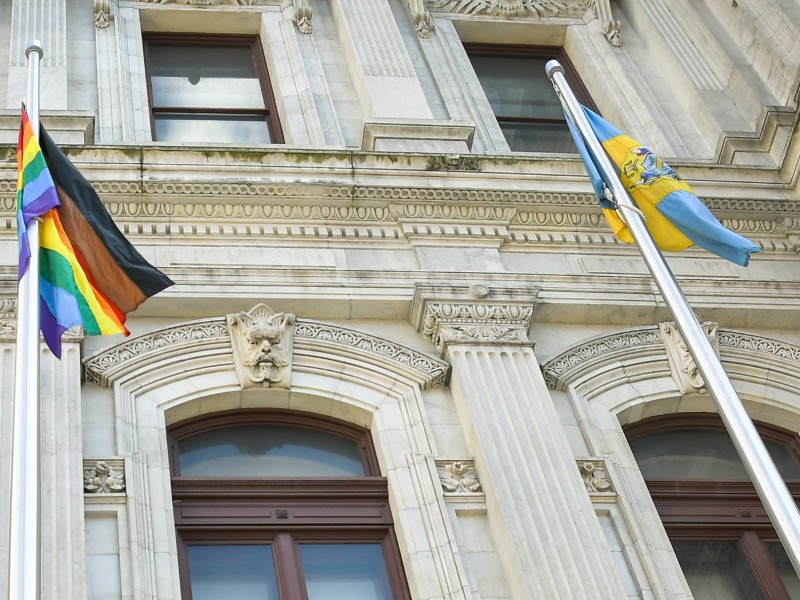 Pride flag outside Philadelphia City Hall