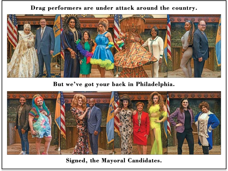 Photos of Philadelphia mayoral candidates with drag queens