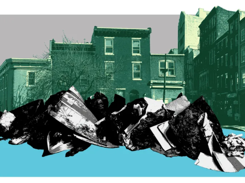 Illustration of trash on Philadelphia street