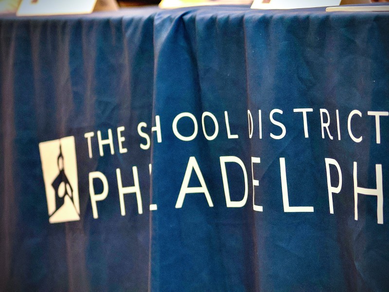 Table cloth with Philadelphia School District logo