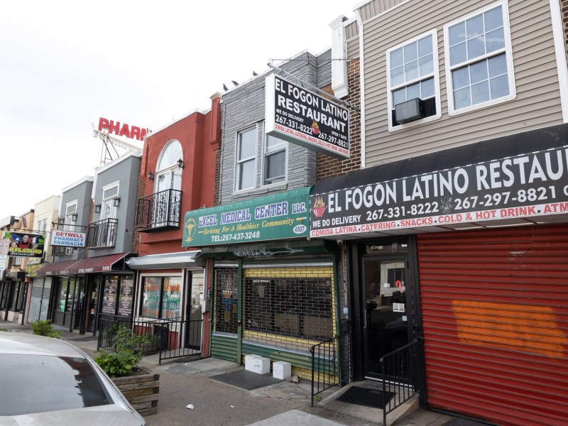 Row of latino restaurants in North Philadelphia