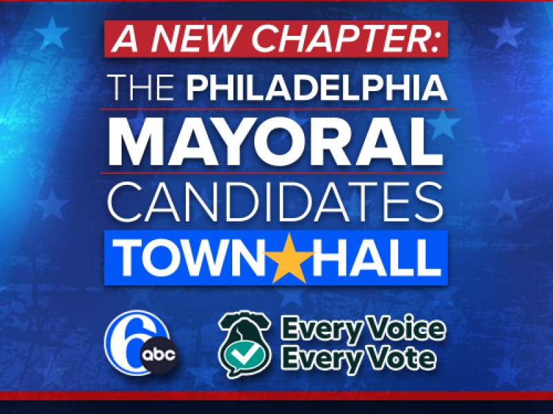 promotional flyer for 6abc's mayoral town hall 