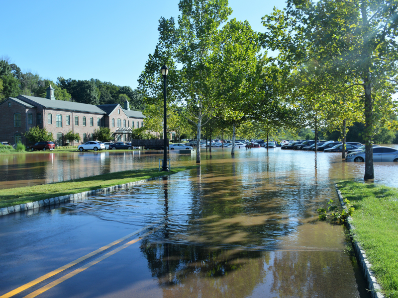 Flooded streets in a Norristown, Montgomery County neighborhood