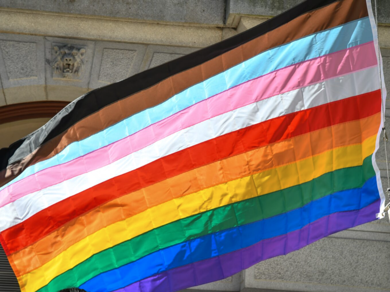 Pride Flag in front of Philadelphia City Hall