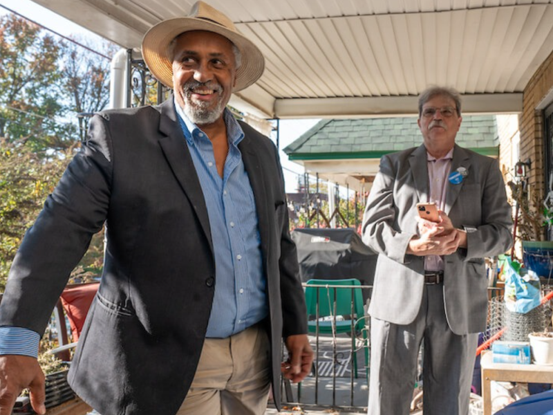 Michael Kleiner and Maurice Sampson on a Mt. Airy porch