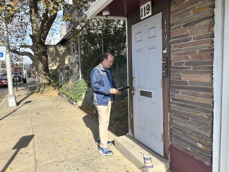 Ken Weinstein knocks on the door of someone who’s mail-in ballot was rejected because of an error.
