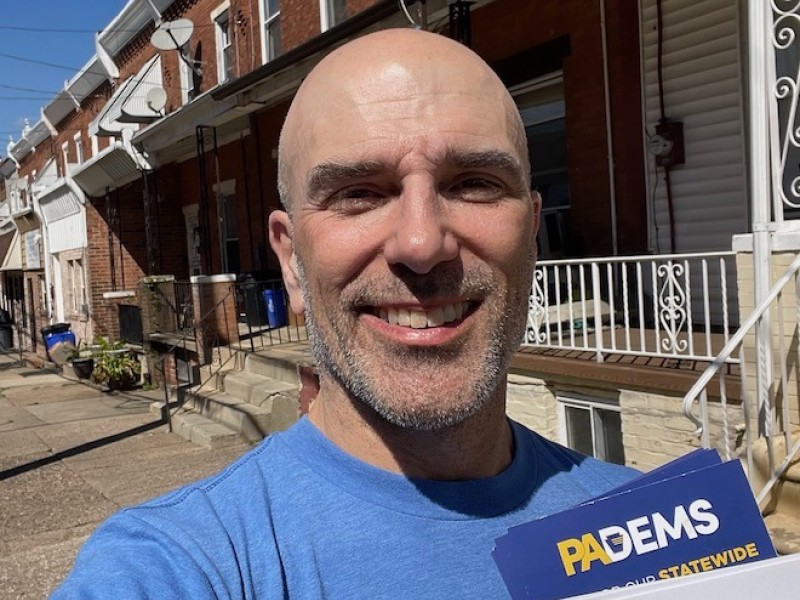 Khris Lewin, canvassing in Philadelphia.