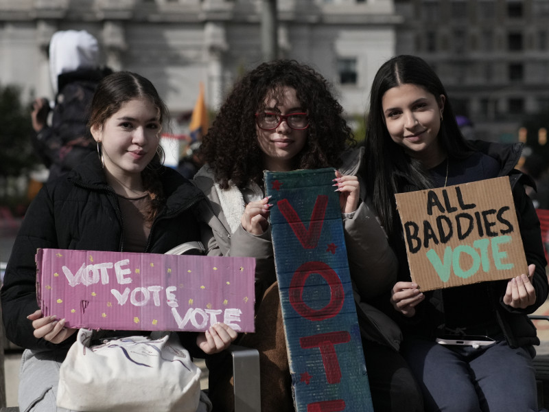Students at the "Give Us A Ballot" rally hosted by PA Youth Vote on Oct. 28, 2025