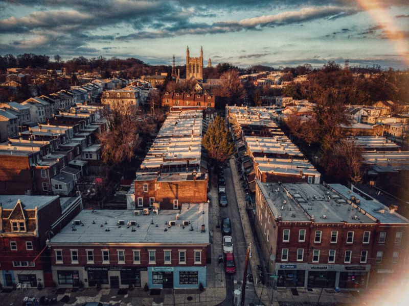 Aerial view of homes in Philadelphia