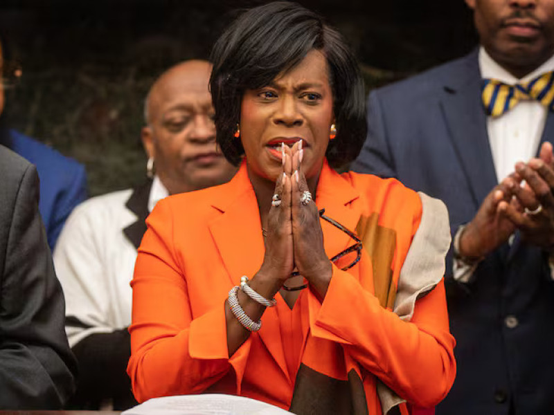 Then Mayor-elect Cherelle L. Parker at a news conference in the Mayors Reception Room at City Hall, in Philadelphia on Thursday, Nov. 9, 2023