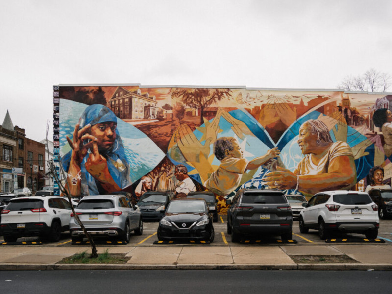 A mural in Philadelphia's Germantown neighborhood on April 12, 2025. Caroline Gutman for The Trace