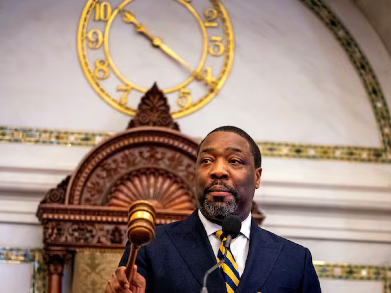 City Council President Kenyatta Johnson gavels in a Council meeting in December 2024.