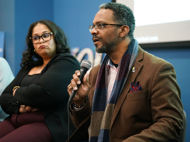 Eric Marsh, of the Philadelphia Center for Gun Violence Reporting, speaking on a Feb. 27, 2026 panel about public safety.