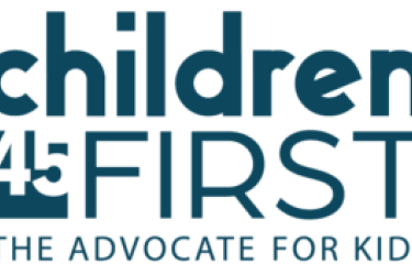 Children First logo, teal letters, transparent background