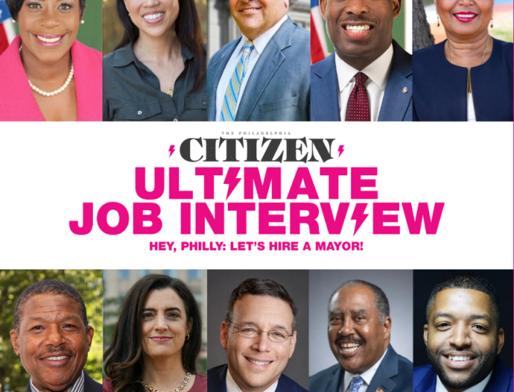 Photos of 10 mayoral candidates and text reading "Citizen Ultimate Job Interview"