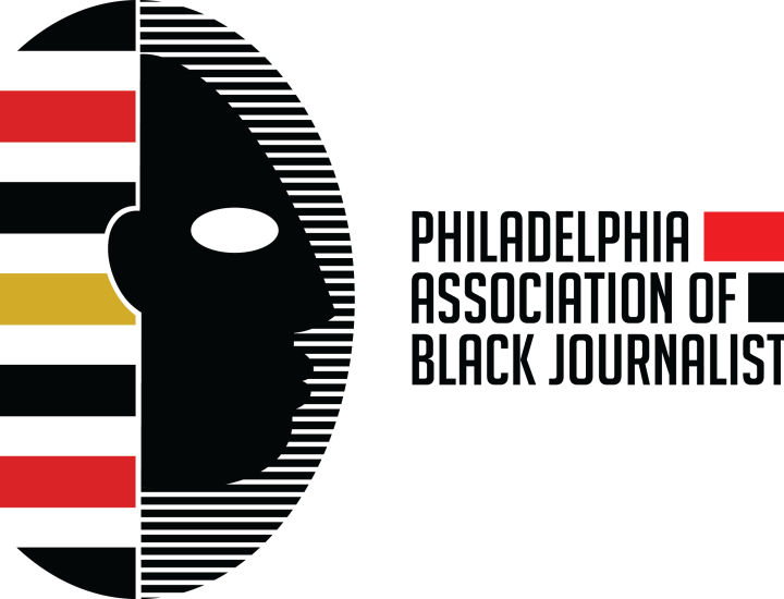 Black, white, yellow, and red lines with text reading: Philadelphia Association of Black Journalists
