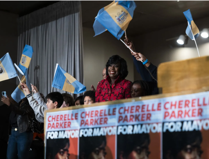 Democratic mayor-elect Cherelle Parker during her victory speech Tuesday night