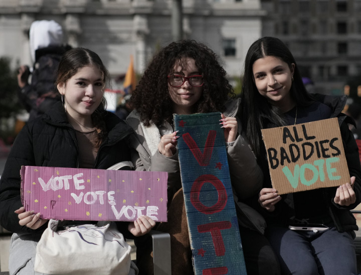 Students at the "Give Us A Ballot" rally hosted by PA Youth Vote on Oct. 28, 2025
